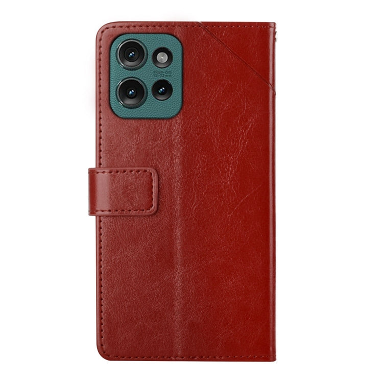 For Motorola Moto G75 5G HT01 Y-shaped Pattern Flip Leather Phone Case
