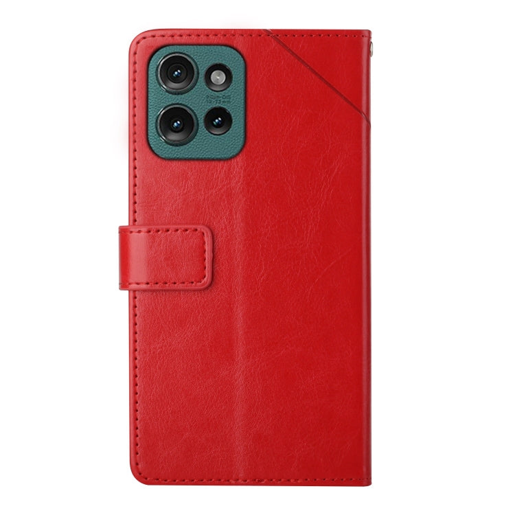 For Motorola Moto G15 HT01 Y-shaped Pattern Flip Leather Phone Case