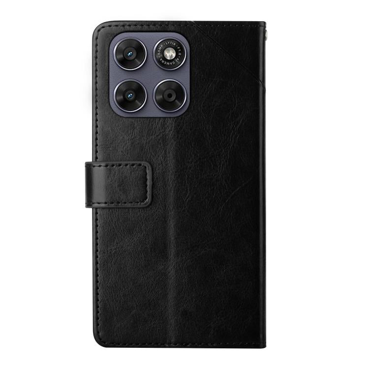 For Motorola Moto G37 5G HT01 Y-shaped Pattern Flip Leather Phone Case