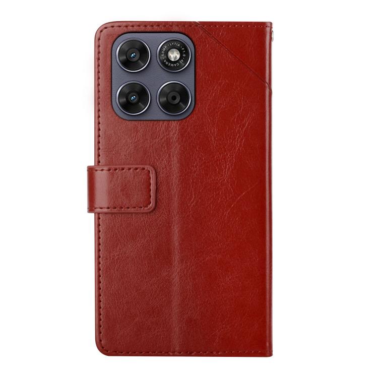 For Motorola Moto G37 5G HT01 Y-shaped Pattern Flip Leather Phone Case