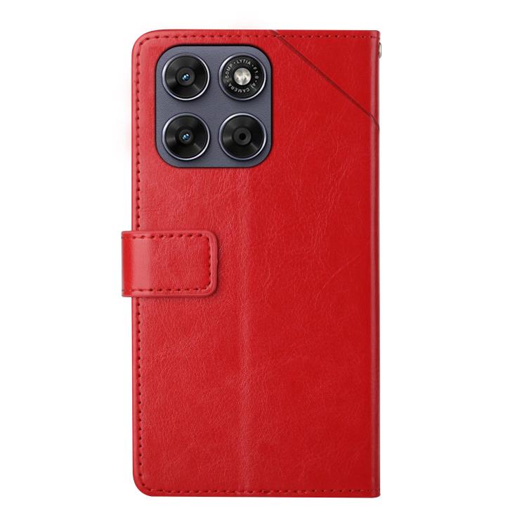 For Motorola Moto G37 5G HT01 Y-shaped Pattern Flip Leather Phone Case