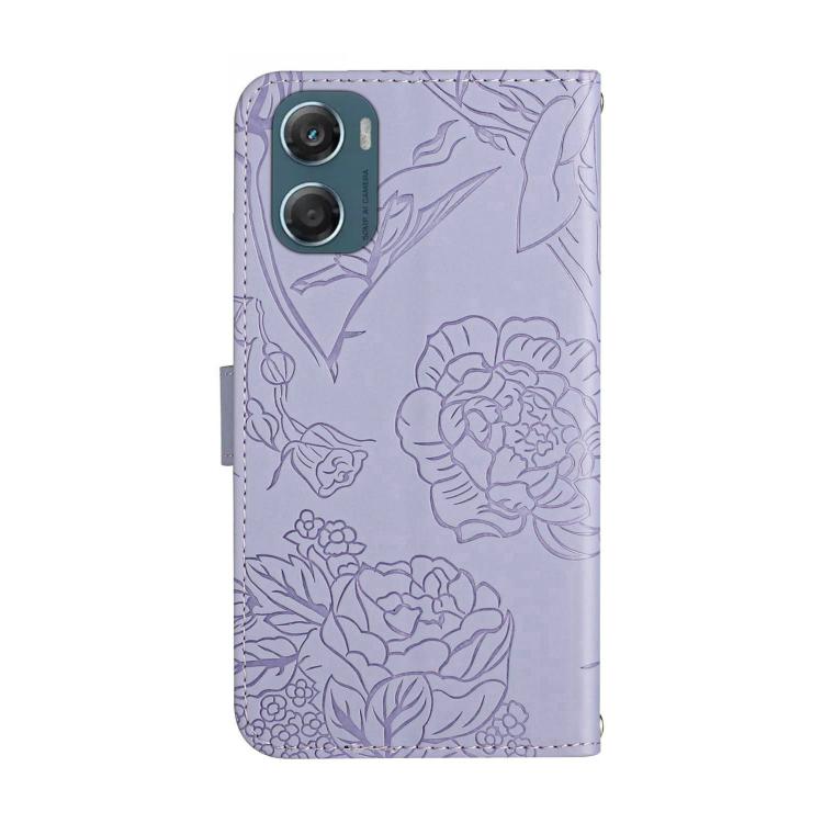 For Motorola Moto G06 4G HT03 Skin Feel Butterfly Embossed Flip Leather Phone Case