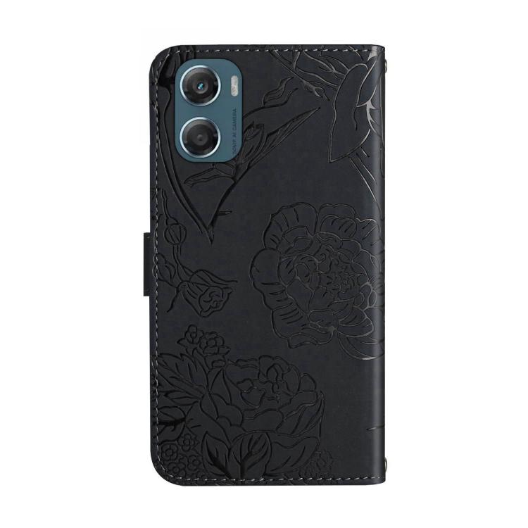 For Motorola Moto G06 4G HT03 Skin Feel Butterfly Embossed Flip Leather Phone Case