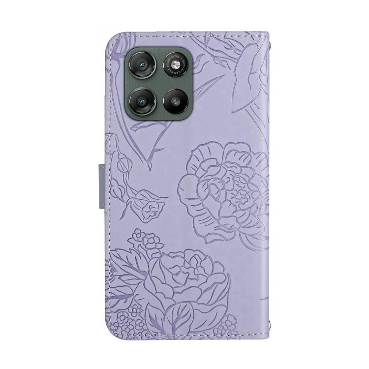 For Motorola Moto G67 Power 5G HT03 Skin Feel Butterfly Embossed Flip Leather Phone Case
