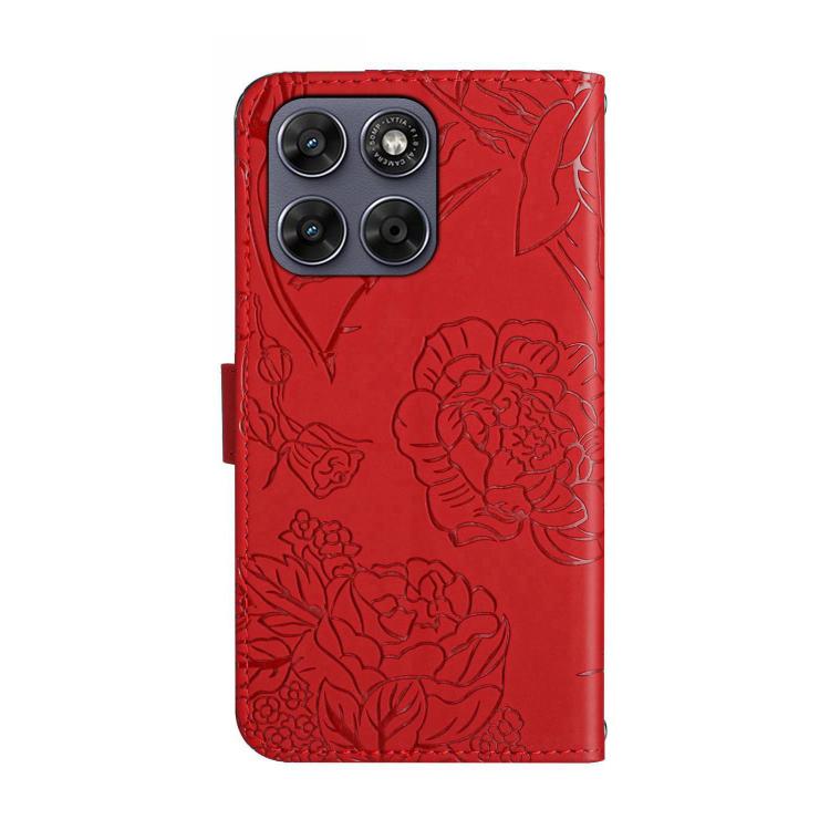 For Motorola Moto G37 5G HT03 Skin Feel Butterfly Embossed Flip Leather Phone Case