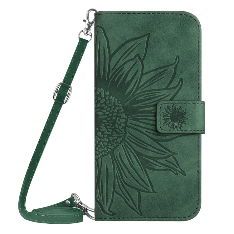 For Motorola Moto E14 HT04 Skin Feel Sun Flower Embossed Flip Leather Phone Case with Lanyard