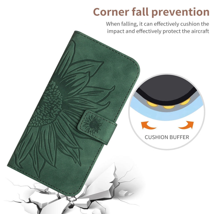 For Motorola Moto E14 HT04 Skin Feel Sun Flower Embossed Flip Leather Phone Case with Lanyard