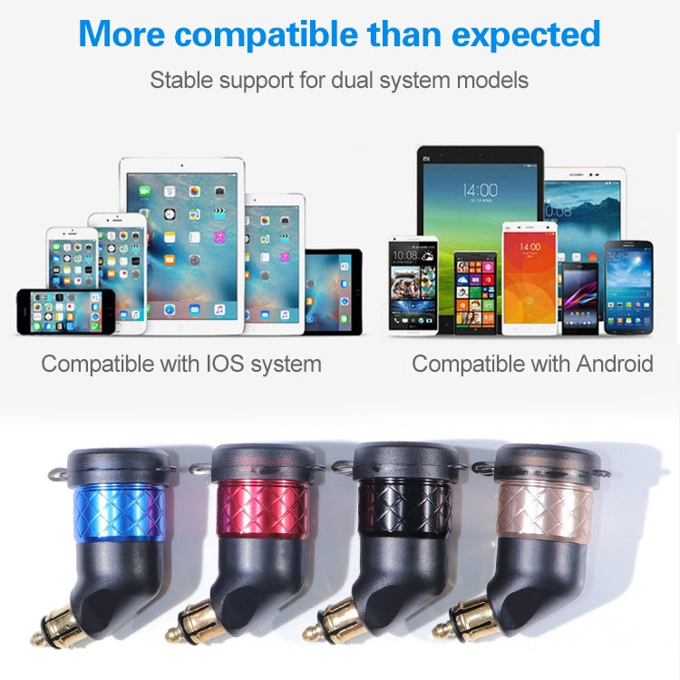 German EU Plug Special Motorcycle Elbow Charger Dual USB Voltmeter 4.2A Charger, Shell Color:Blue