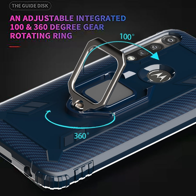 For Motorola Moto G Power Carbon Fiber Protective Case with 360 Degree Rotating Ring Holder