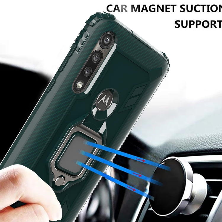 For Motorola Moto G Power Carbon Fiber Protective Case with 360 Degree Rotating Ring Holder