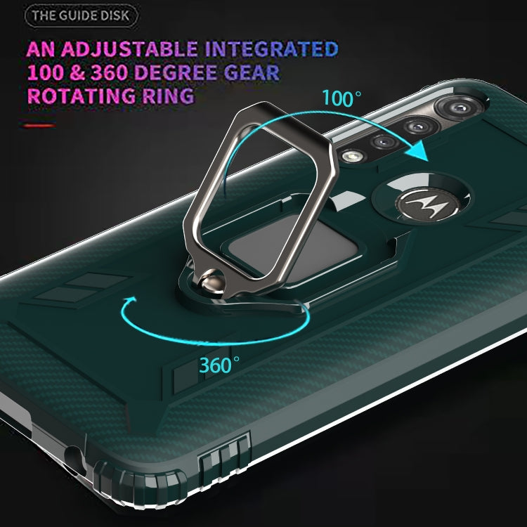 For Motorola Moto G Power Carbon Fiber Protective Case with 360 Degree Rotating Ring Holder