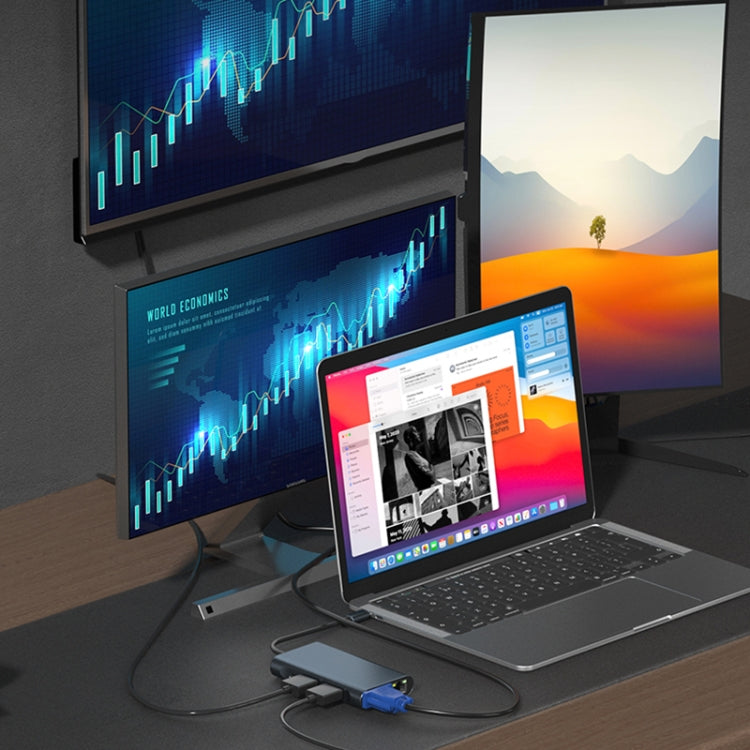 2311 8 in 1 USB-C / Type-C to USB Multifunctional Docking Station HUB Adapter