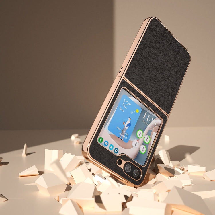 For Samsung Galaxy Z Flip5 Nano Plating Litchi Texture Phone Case