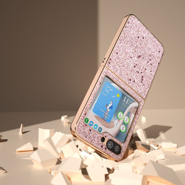 For Samsung Galaxy Z Flip5 Nano Plating Glitter PU Phone Case