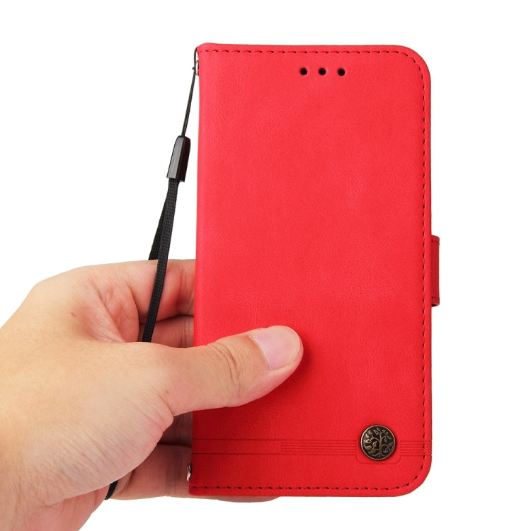 For OPPO K12 Skin Feel Life Tree Metal Button Leather Phone Case