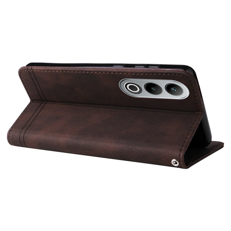 For OPPO K12 Skin Feel Life Tree Metal Button Leather Phone Case
