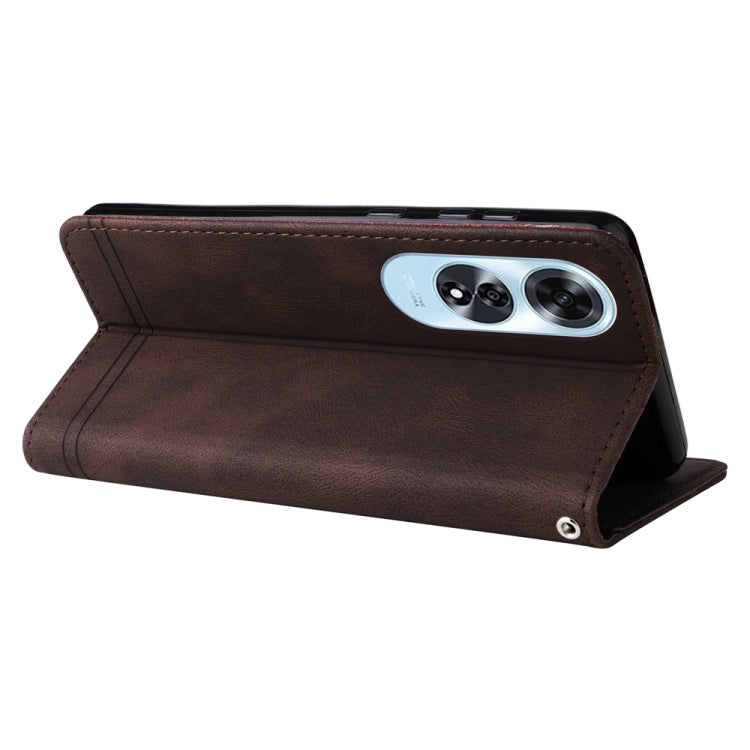 For OPPO A60 4G Global Skin Feel Life Tree Metal Button Leather Phone Case