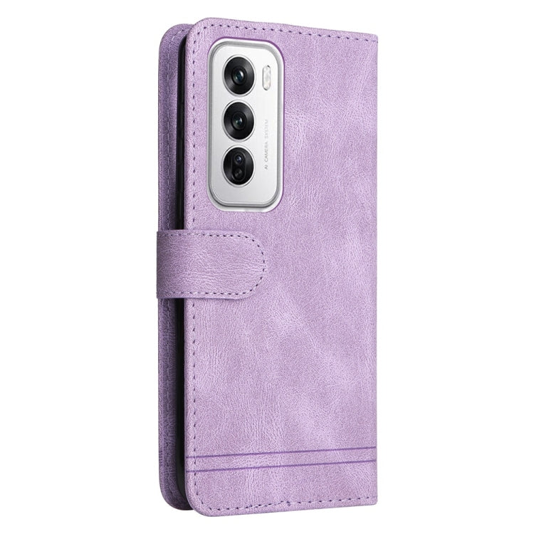 For OPPO Reno12 5G Global Skin Feel Life Tree Metal Button Leather Phone Case