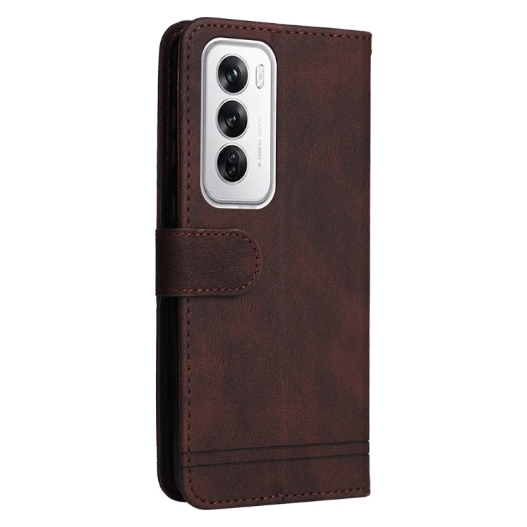 For OPPO Reno12 5G Global Skin Feel Life Tree Metal Button Leather Phone Case