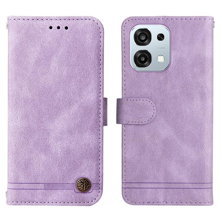 For OPPO A6 Pro 4G / 5G Global / F31 5G Skin Feel Life Tree Metal Button Leather Phone Case