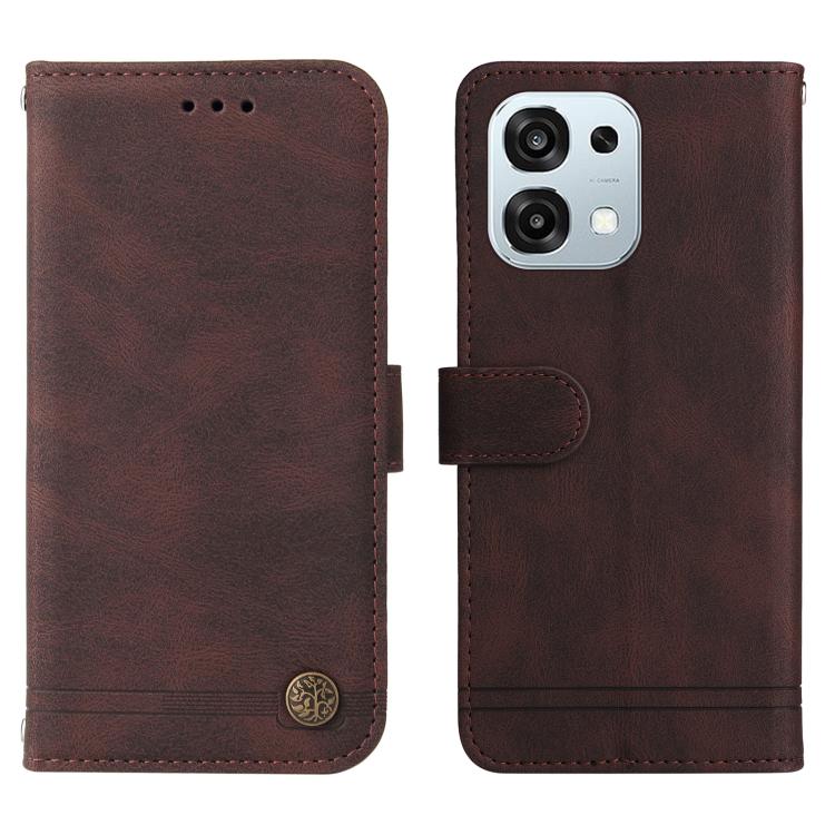 For OPPO A6 Pro 4G / 5G Global / F31 5G Skin Feel Life Tree Metal Button Leather Phone Case