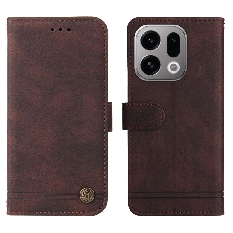 For OPPO Find X9 Skin Feel Life Tree Metal Button Leather Phone Case