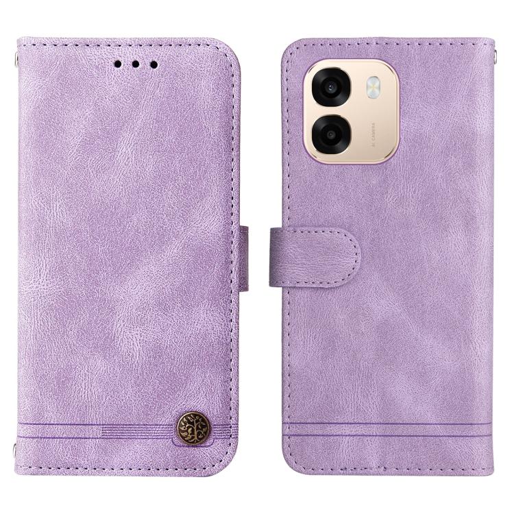 For OPPO A6 4G / 5G / A6x 5G Global Skin Feel Life Tree Metal Button Leather Phone Case