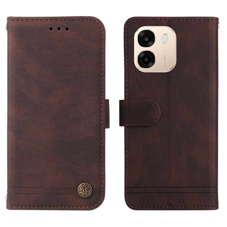 For OPPO A6 4G / 5G / A6x 5G Global Skin Feel Life Tree Metal Button Leather Phone Case