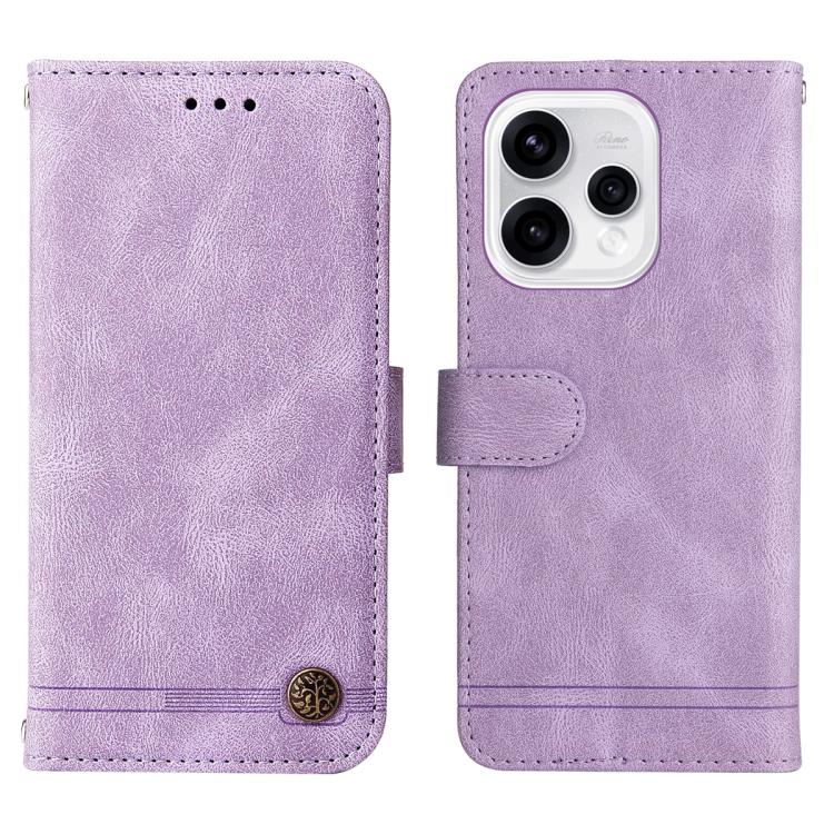 For OPPO Reno15 5G Global / Reno 15c 5G Skin Feel Life Tree Metal Button Leather Phone Case