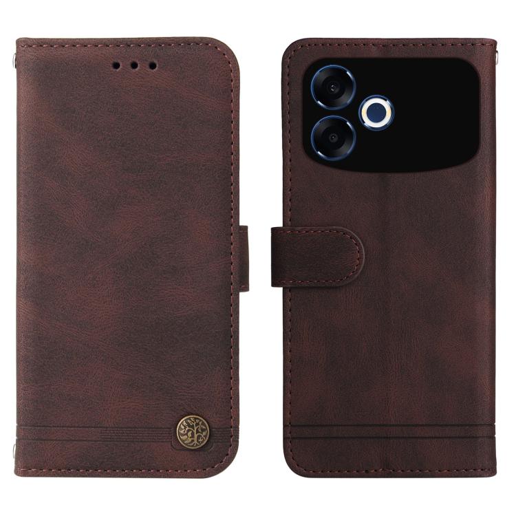 For OPPO F33 Pro 5G Skin Feel Life Tree Metal Button Leather Phone Case