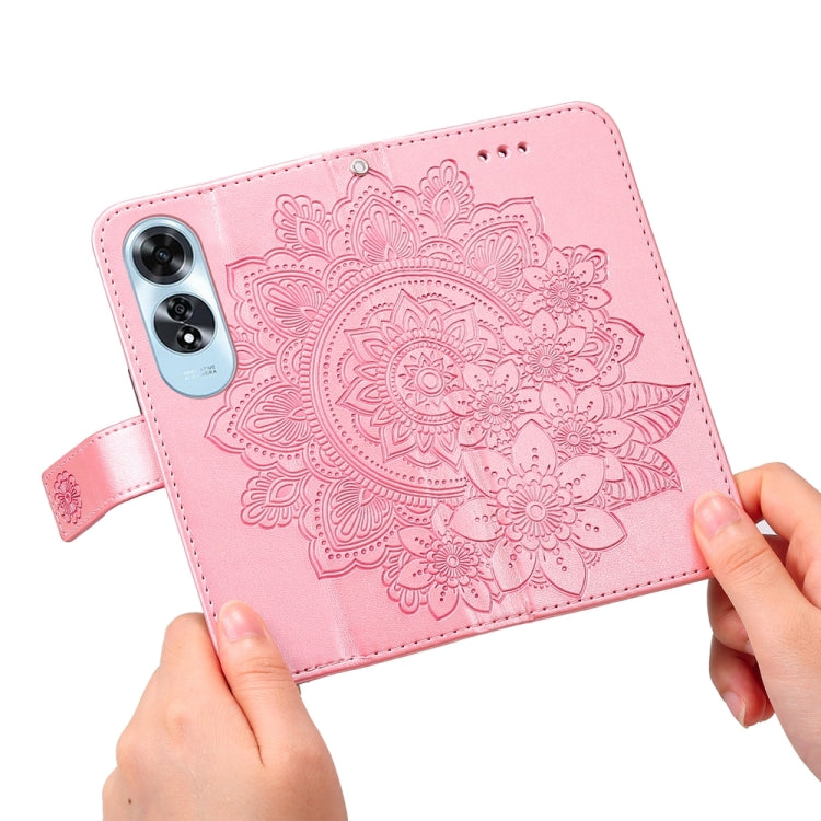For OPPO A60 4G Global Seven-petal Flowers Embossing Leather Phone Case