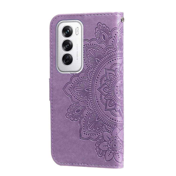 For OPPO Reno12 5G Global Seven-petal Flowers Embossing Leather Phone Case