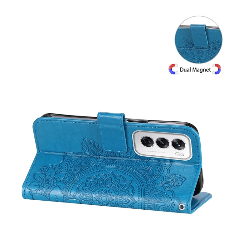For OPPO Reno12 5G Global Seven-petal Flowers Embossing Leather Phone Case