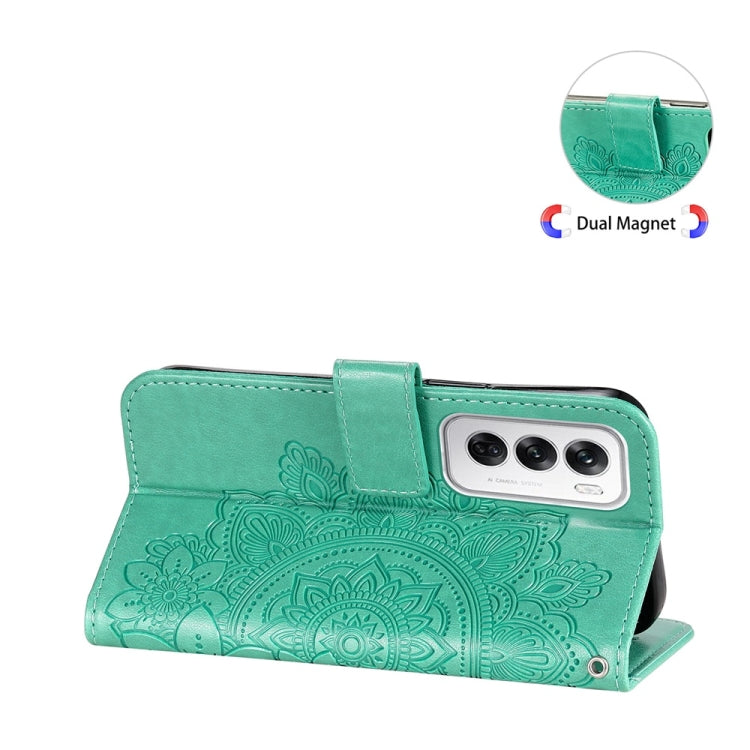 For OPPO Reno12 5G Global Seven-petal Flowers Embossing Leather Phone Case