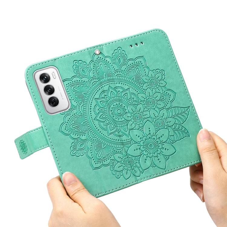 For OPPO Reno12 5G Global Seven-petal Flowers Embossing Leather Phone Case