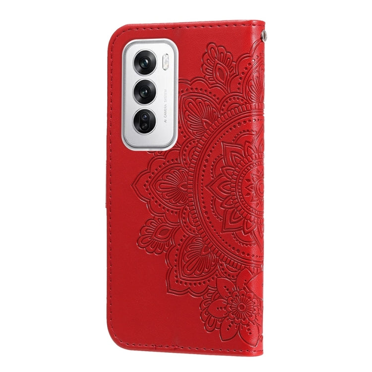 For OPPO Reno12 5G Global Seven-petal Flowers Embossing Leather Phone Case