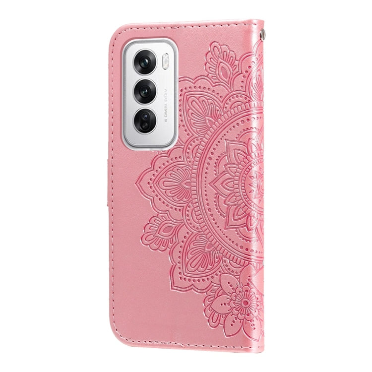 For OPPO Reno12 5G Global Seven-petal Flowers Embossing Leather Phone Case
