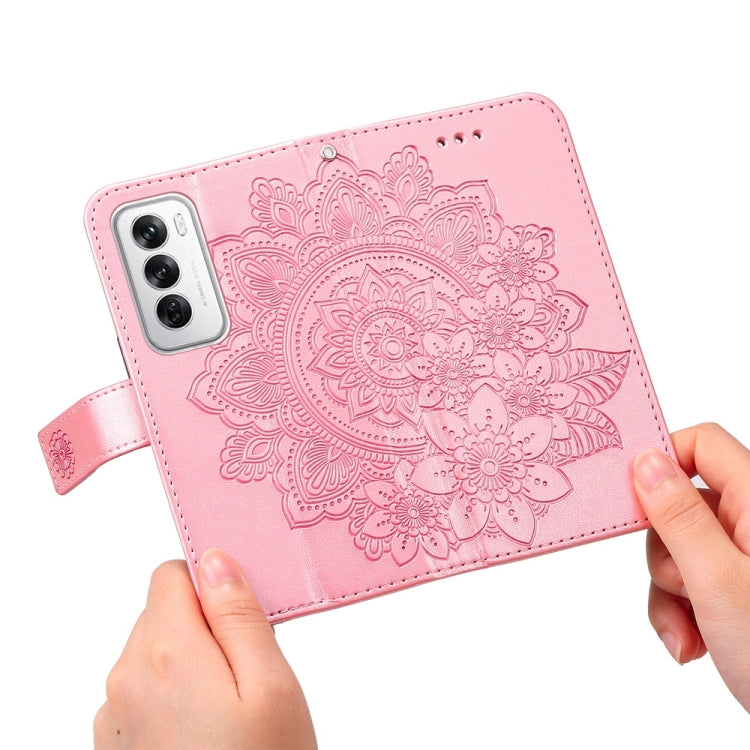 For OPPO Reno12 5G Global Seven-petal Flowers Embossing Leather Phone Case