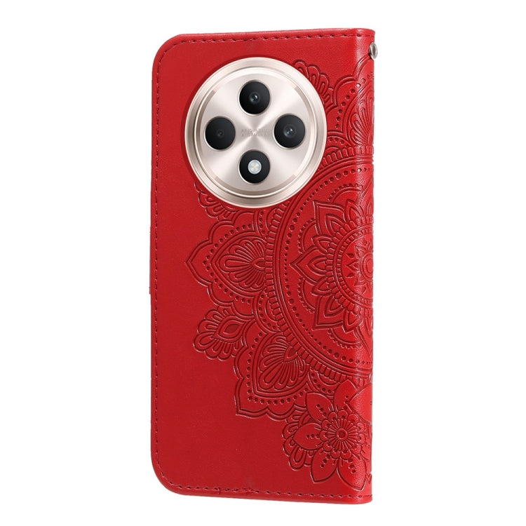 For OPPO Reno12 F 5G Global Seven-petal Flowers Embossing Leather Phone Case