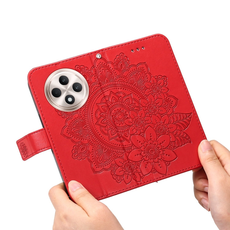 For OPPO Reno12 F 5G Global Seven-petal Flowers Embossing Leather Phone Case