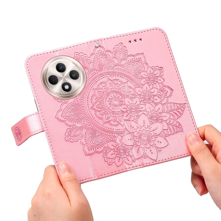 For OPPO Reno12 F 5G Global Seven-petal Flowers Embossing Leather Phone Case