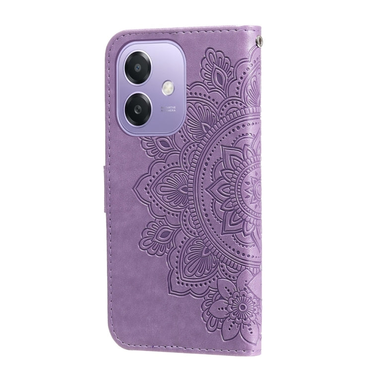 For OPPO A5x 4G / 5G / A3x 4G / 5G India Seven-petal Flowers Embossing Leather Phone Case