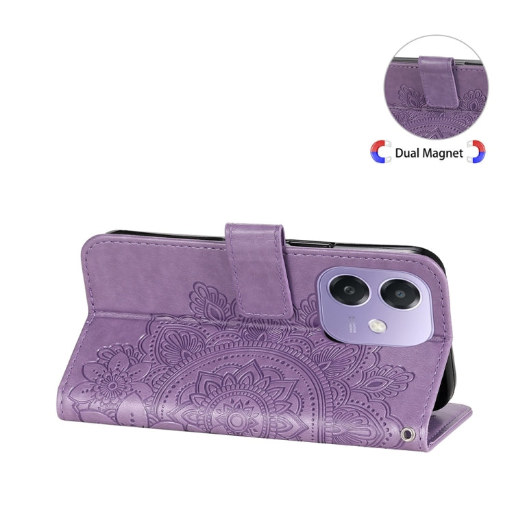 For OPPO A5x 4G / 5G / A3x 4G / 5G India Seven-petal Flowers Embossing Leather Phone Case