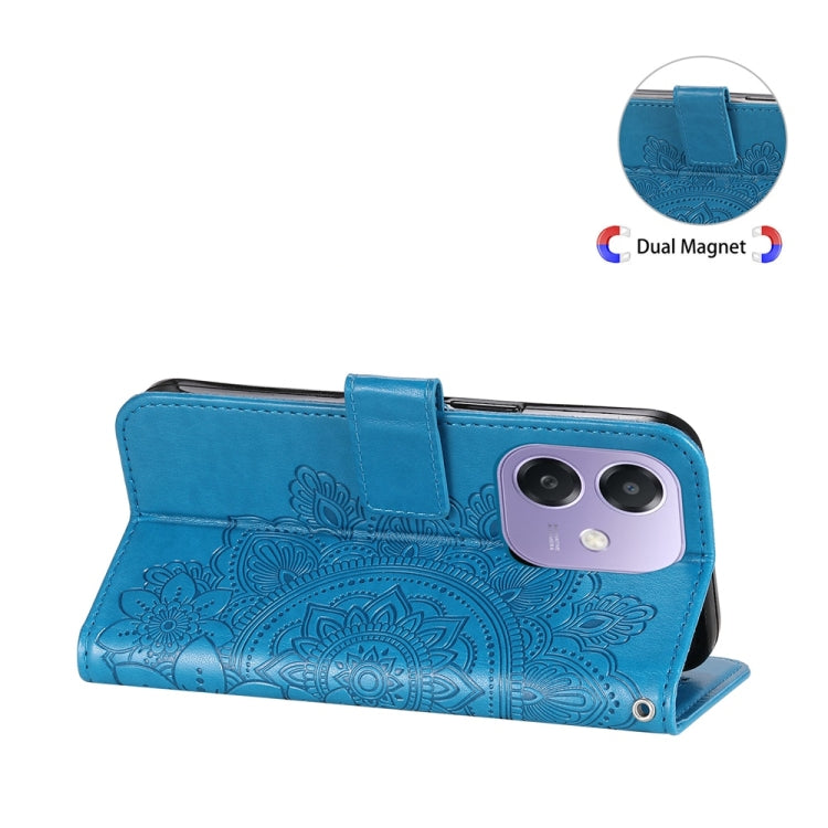 For OPPO A5x 4G / 5G / A3x 4G / 5G India Seven-petal Flowers Embossing Leather Phone Case