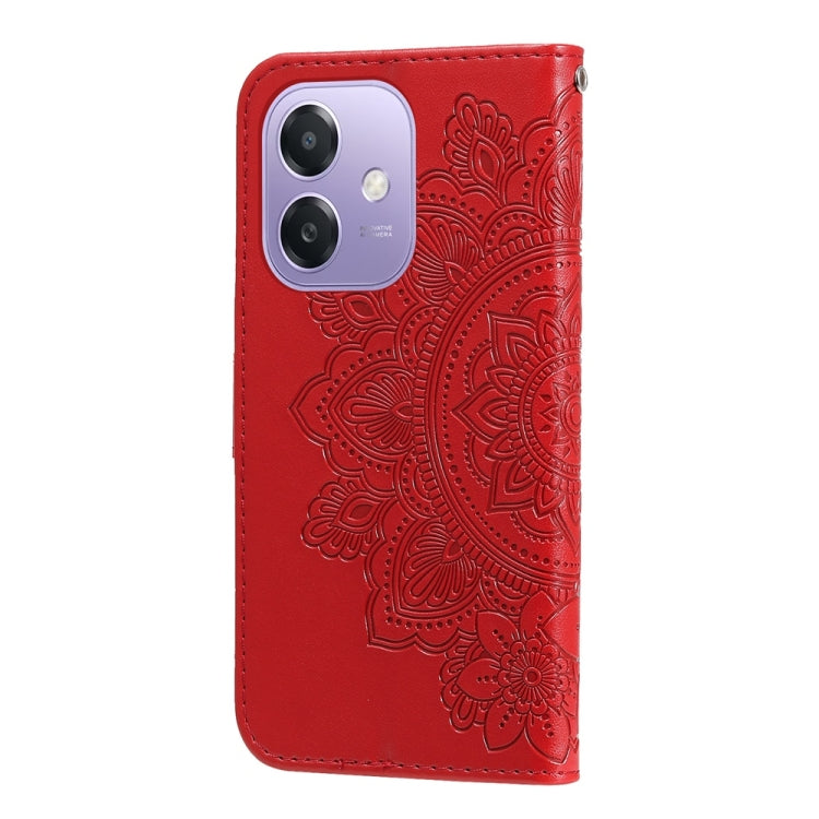For OPPO A5x 4G / 5G / A3x 4G / 5G India Seven-petal Flowers Embossing Leather Phone Case