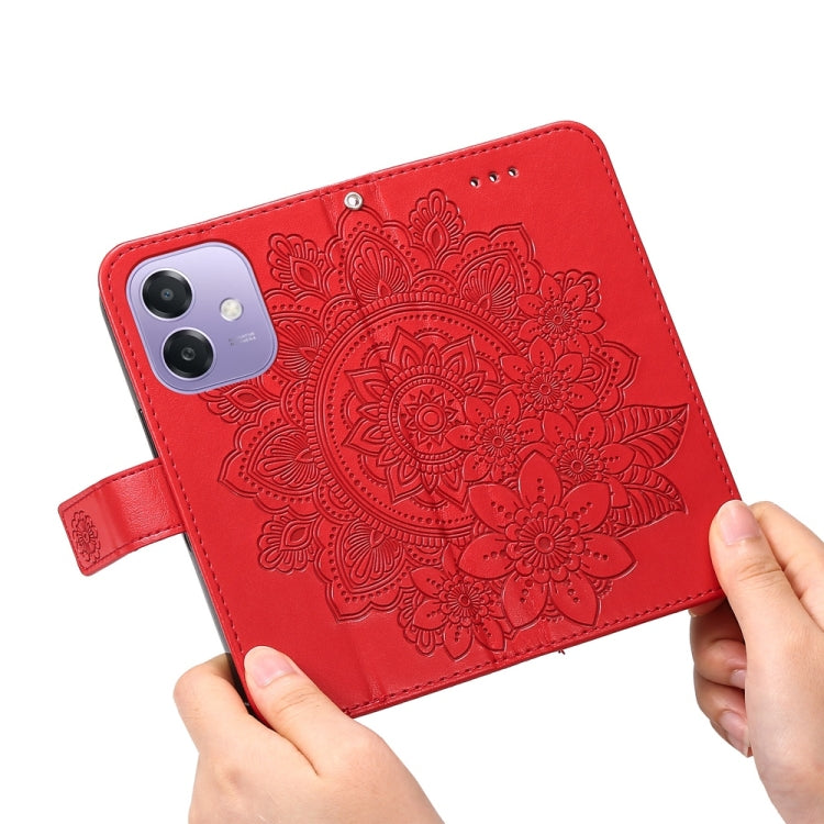 For OPPO A5x 4G / 5G / A3x 4G / 5G India Seven-petal Flowers Embossing Leather Phone Case
