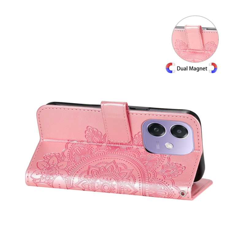 For OPPO A5x 4G / 5G / A3x 4G / 5G India Seven-petal Flowers Embossing Leather Phone Case
