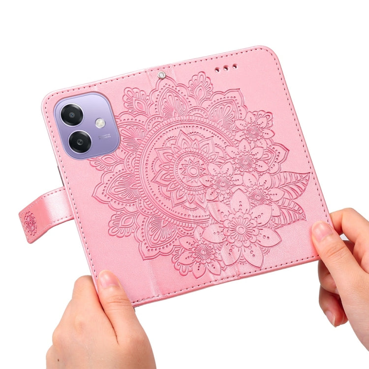 For OPPO A5x 4G / 5G / A3x 4G / 5G India Seven-petal Flowers Embossing Leather Phone Case