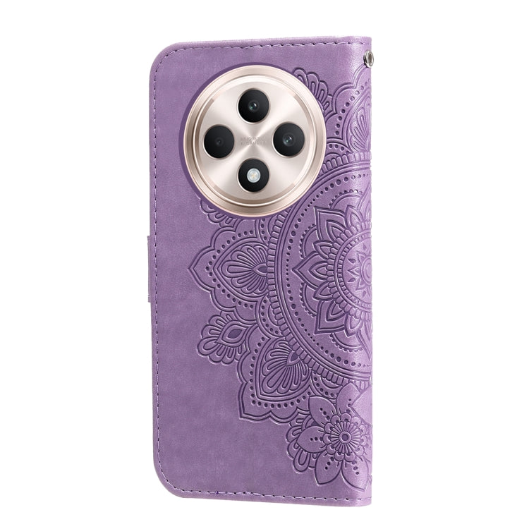 For OPPO Reno12 F 4G Seven-petal Flowers Embossing Leather Phone Case