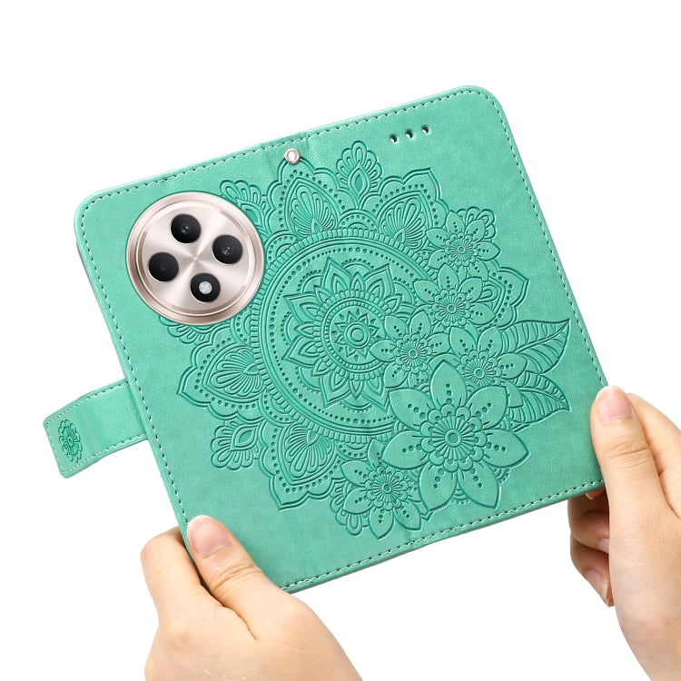 For OPPO Reno12 F 4G Seven-petal Flowers Embossing Leather Phone Case